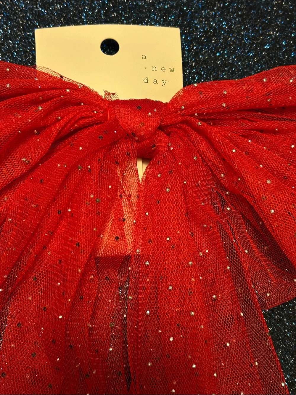 A New Day Red Sparkle Hair Bow Barrette
